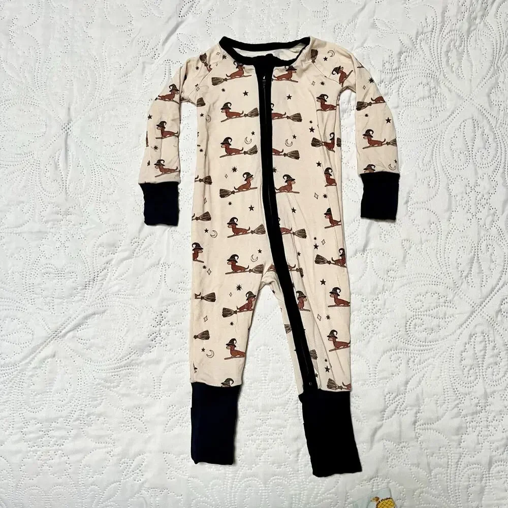 Sunshine Luckies Happy Halloweenie Zippy Bamboo PJs Size 3-6m